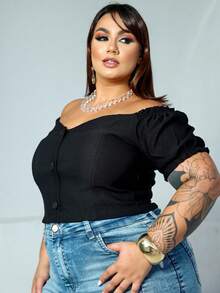 Plus Size Blouses - Negro - Ver 5