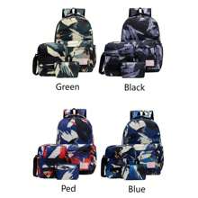 3 合 1 涂鸦背包套装，轻便休闲背包适合青少年、学生、旅行、户外、运动、度假、毕业礼物或生日配饰 - 彩色 - 查看 6