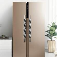 2 件装线条图案冰箱门把手盖，防尘保护套，适用于学校、办公室、家庭、旅行