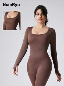 NcmRyu 1pc Women Matt Sports All-In-One Jumpsuit With Padded Bra