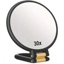 1pc Handheld Magnifying Glass 15x/30x Magnification, Double-Sided Travel Compact Folding Makeup Mirror, Princess Mirror