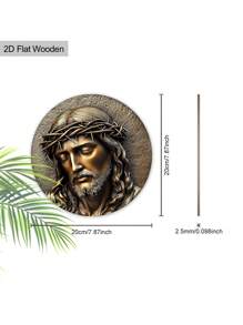 1 pièce Panneau décoratif en bois rond 2D plat vintage pour le Vendredi saint, signe décoratif de Jésus, ornement suspendu festif, décoration murale saisonnière, parfait pour Pâques, Épiphanie et décorations de Noël