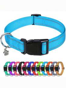 Gepersonaliseerde hondenhalsband, gepersonaliseerd met geborduurde naam van huisdier en telefoonnummer, 4 verstelbare maten: extra klein, klein, medium, groot, met snelsluiting en D-ring
