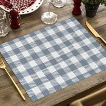 4pcs/Set Black & White Checkered Striped Placemats, Minimalist Brown, Blue, Purple, Pink, Green, Red Checkerboard Table Mats, Morandi Colors Linen Dining Placemats, For Kitchen, Home, Party, Tabletop Decor, 12x16.5 Inch - Multicolor - View 9