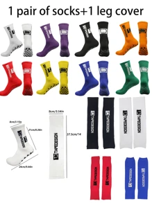 1 Pair Of Professional Anti Slip High Flexibility High-Quality Football Breathable Sports Running Bicycle Hiking Football Socks And 1 Pair Of Comfortable Breathable Leg Covers Sports Set - Multicolor - View 2