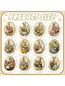 12 pièces décorations de Pâques lapin rétro, œufs de Pâques en bois creux, décoration de fête de printemps, ornements d'arbre de fête, décoration de jardin saisonnière, décoration murale de maison, décorations pour enseignants