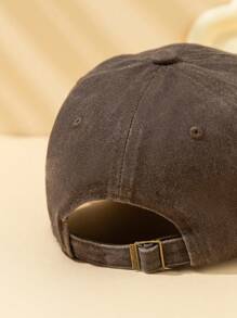 1pc Kids Letter Print Washed Sun Protective Adjustable Vintage Fashionable Baseball Cap, Suitable For Daily Wear
