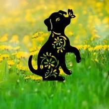 1 Pc Creative Metal Cute Dog Design Garden Stake, Home & Life Decor, Outdoor And Garden Supplies, Yard And Garden Decoration, Suitable For Outdoor Activities, Family Events, Birthdays, Weddings, Parties, And More. Various Styles Available.
