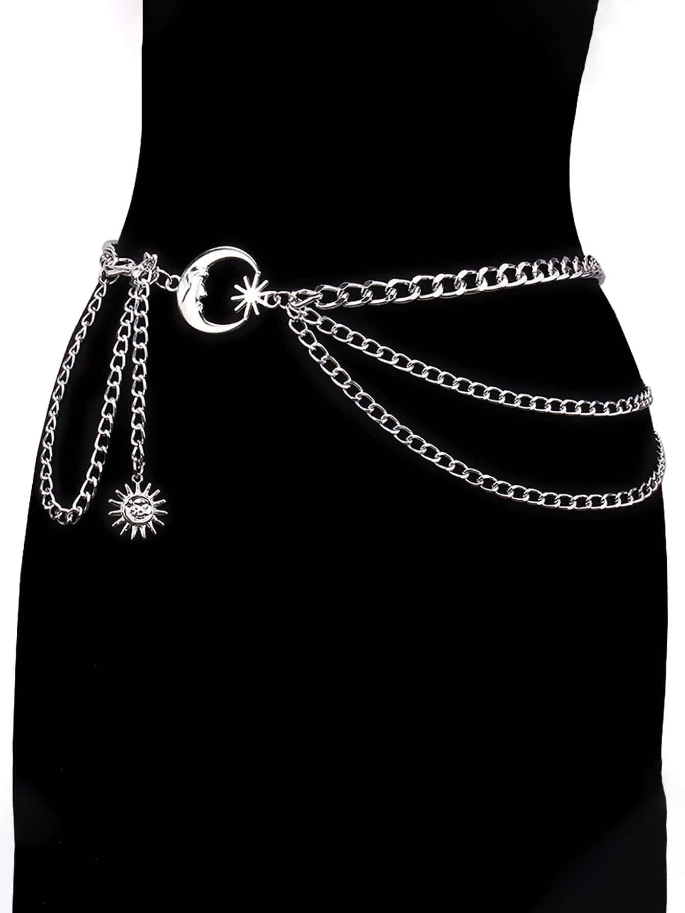 Multi-Layer Tassel Moon & Sun Waist Chain For Women, Fashion Minimalist Style, Suitable For Vacation, Casual Everyday Wear, Holiday Gift