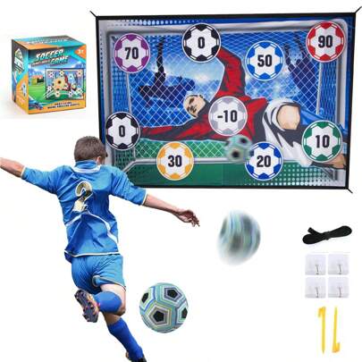 Set da gioco di calcio da lancio per bambini e bambine, set da calcio portatile per bambini, palline da calcio con gancio e anello senza BPA, apprendimento precoce educativo interattivo per genitori, giochi all'aperto/interno/in cortile/campeggio/feste per bambini di età 3+ anni, regali di giochi sportivi