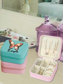 Personalized Jewelry Box Travel Jewelrys Case Small Jewelry Box Jewelry Organizer Storage Case Portable PU Leather Mini Jewelry Travel Case For Girls Women Earring, Necklace, Rings,Bracelets Butterfly Style Gifts Birthday Graduation