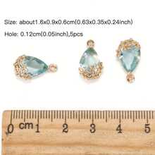 5pcs Hollow Plum Blossom Bordered Teardrop Transparent Glass Pendant Charms, Suitable For Bracelet, Necklace, Earring, Tassel Hair Accessory DIY