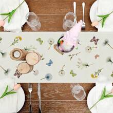 1PC Spring Table Runner Spring Tablecloth Dandelion Butterfly Table Decor Home Holiday Indoor Kitchen Table Decor