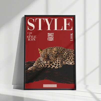 1pc Style Leopard Wall Art Picture Fashion Cheetah Print Canvas Paintings Magazine Cover Poster Girly Decor For Bedroom, Living Room Or Dorm Wall Decor Gift For Her Unframed Or Framed