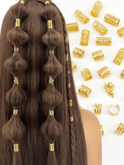 80个脏辫发圈 - 时尚合金发饰，适合女孩和女士编发，头部饰品，爪夹，发夹