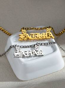 1 Pieza Collar con colgante de nombre minimalista con máscara de comedia y tragedia, collar personalizado con texto personalizado y cadena de , colgante de letra de acero inoxidable, regalo para fiesta de amigos, fiesta temática, regalo de graduación