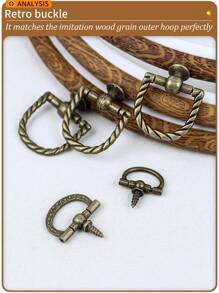 3pcs Brown Vintage Palace Style Faux Wood Grain Design Handmade DIY Embroidery Hoops, Cross Stitch Frames Made Of High-Quality ABS & PVC, Shatterproof With Metal Hanging Hooks, Available In 7 Sizes, Can Also Be Used As Photo Frame Decor - Brown - View 6