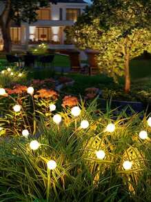 1 件 10 LED 太阳能户外花园灯 - 高效节能，触摸控制景观照明，抛光镍表面，易于安装在草坪和庭院装饰杆上，太阳能花园灯