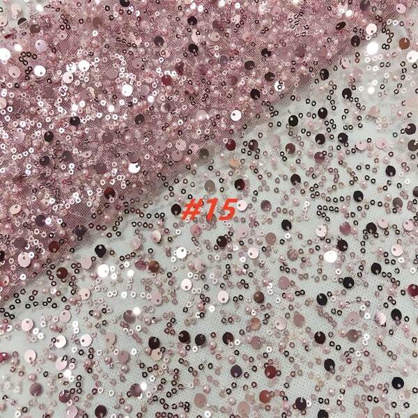 African Lace Fabric Beads Lace 2025 High Quality Lace French Nigeria Sequins Lace Fabrics For Wedding Evening Dresses Sewing
