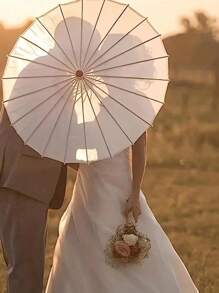 1 pezzo Ombrello rotondo di stile cinese tradizionale in carta, ombrello di carta bianca da dipingere a mano, ombrello di carta oleata, per giochi di festa, attività festive, forniture per feste, accessorio per pittura fai-da-te, decorazione per matrimoni, fotografia, danza e feste, accessorio per cucito, set di cucito, matrimoni, cucito, artigianato, misurazione