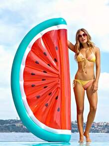 1pc Inflatable PVC Pineapple/Watermelon Pool Float, Swimming Pool Lounge Chair, Beach Essentials, Swimming Game, Beach Accessories - Multicolor - View 3