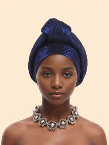 Glitter Fabric African Auto Gele Headtie Nigeria Party Headwear Knoted Turban Cap Women's Head Wraps