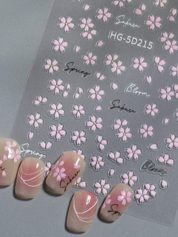 1pc Realistic Colorful Dried Ditsy Floral Nail Art Sticker, Ultra-Thin 3D Tiny Daisy Embossed Nail Decor, Perfect For Charming Nail Art Design
