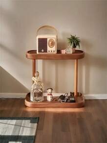 1 szt. 2-poziomowa wolnostojąca drewniana półka - wielofunkcyjny regał do przechowywania na biurku, odpowiedni do wystroju wnętrz, biżuterii, kosmetyków i artykułów piśmiennych - bez metalowej rury, półki pionowe