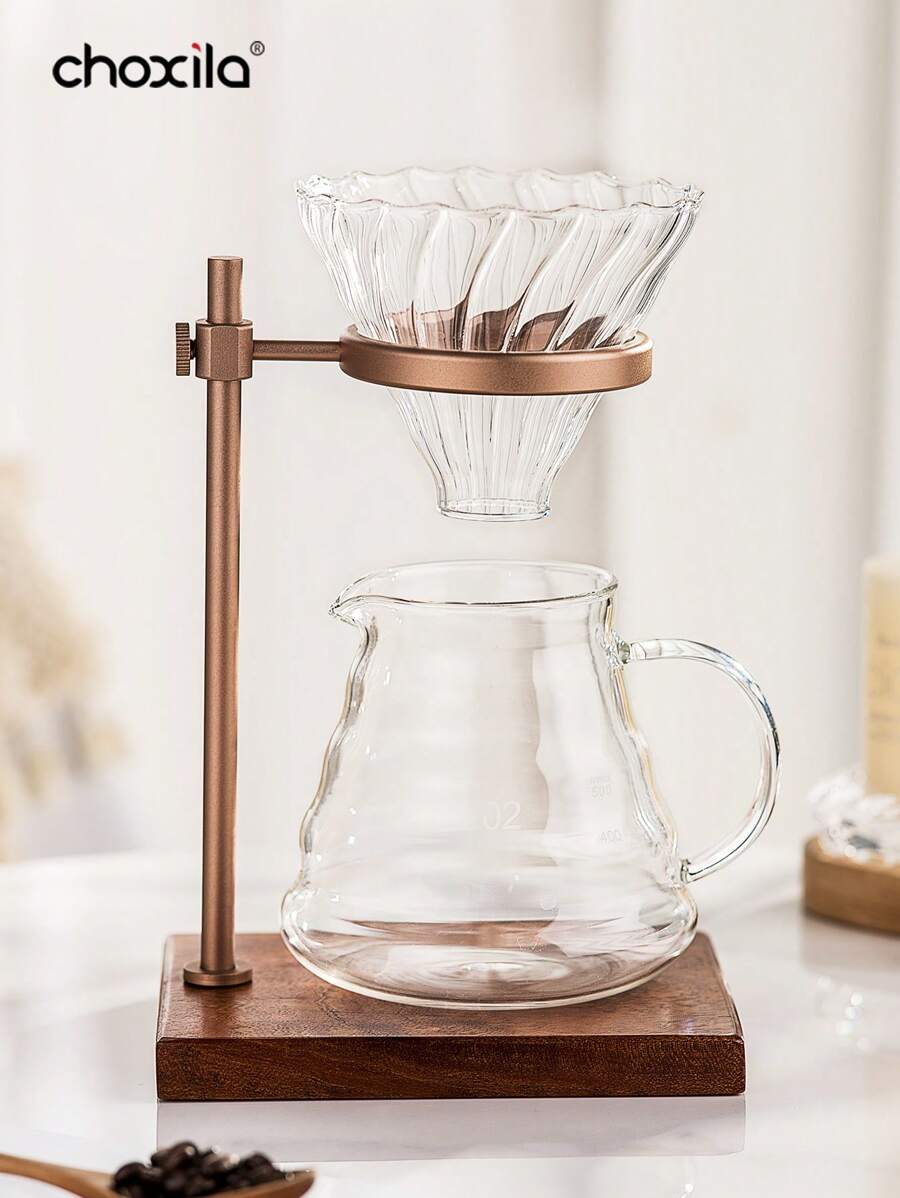 choxila 1 pieza Soporte para café hecho a mano, olla para café hecho a mano al aire libre, soporte para filtro de café, base de madera maciza vintage, soporte para café hecho a mano, de vuelta a la escuela