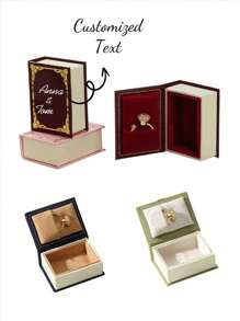 1/2/5 Pcs Customized Retro Mini Ring Box; Magnetic Flip Cover; Proposal Ring Gift Box; Exquisite And Compact Ring Box; Text Customization; Book Shaped Ring Storage Box; Romantic Gifts For Mother, Wife, And Girlfriend; Creative Gifts For Mother's Day. Back To School