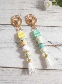 1pc Spring Silicone Beaded Tassel Keychain Ideal Accessory For Bags Designed For Both Men And Women Bridesmaid Gifts Boho