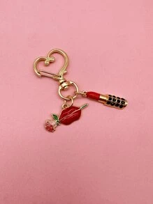 Un pendant de sac conçu sur la base de lèvres sexy, de lèvres tenant des roses et d'un rouge à lèvres exquis. Rouge bourgogne, lèvres sexy et belles, lèvres tenant des roses, rouge à lèvres multicolore, convient aux étudiants du collège et de l'école élémentaire, pendant de sac, porte-clés de voiture, est un petit cadeau pour les petites amies et les cadeaux de la Saint-Valentin