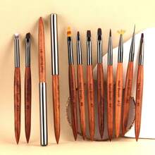 Hot 6pcs Wood Rod Nail Art Brush Set Wholesale Colouring Pen Large Square Round Light Therapy Pen Halo Pen