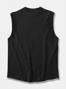 Plus Size Men's Solid Color Crew Neck Casual Loose Fit Tank Top