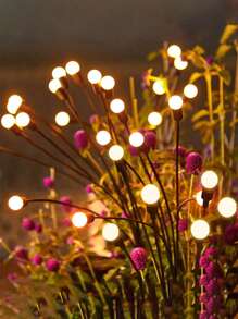 1 件 10 LED 太阳能户外花园灯 - 高效节能，触摸控制景观照明，抛光镍表面，易于安装在草坪和庭院装饰杆上，太阳能花园灯