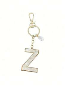 Creative 26 English Alphabet Faux Pearl Shell Alloy Keychain Ersonalized Popular Key Accessory Backpack Charm Car Hanging Pendant Women Girls Gift Wallet And Keychain Charms Keychain Letter Keychain Accessories Key Chains - Gold - View 26