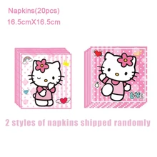 Sanrio 41 件/套粉色 Hello Kitty 主题派对套装，一次性派对用品装饰包括 20 个盘子、20 张餐巾、1 张桌布、节日圣诞派对餐具套装，非常适合感恩节、万圣节、圣诞节活动和派对用品