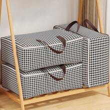 1pc Cationic Household Clothes Storage Box, Pants & Clothes Organizer, Foldable Container Box, Wardrobe Divider Accessory - Black and White - View 9