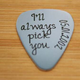 Personalizowana, spersonalizowana kostka do gitary, "I'll Always Choose You", spersonalizowana kostka do gitary, kostka do gitary ze stali nierdzewnej