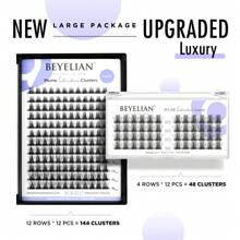 144Pcs BEYELIAN Lash Clusters, Individual Cluster Lashes, 10-16mm C Curl DIY Eyelash Extension Super Thin Band Resuable Soft Glue Bonded Lash Extensions (Style5 0.07 Mix Black Band)
