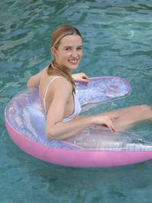 1pc 130*85cm U-Shaped Sequin Swimming Pool Net, Inflatable Foldable Striped Floating Row, Water Recreation Inflatable Lounger Float Bed, Beach Essentials, Beach Accessories - Multicolor - View 10