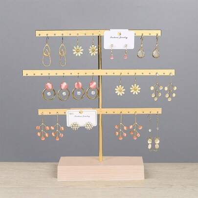 1 stuk 3-laags metalen oorbellenhouder/displayrek, sieradenorganizer voor oorstekers, creolen en clipoorbellen, ideaal voor de start van het schooljaar.