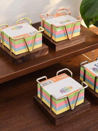 1/2 piezas Organizador de escritorio adhesivo para notas y tarjetas de visita, soporte para bloc de notas de metal hueco simple de nuez negra