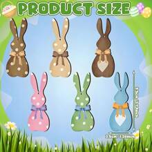 12pcs/Set Easter Decorations, 2D Wooden Multicolor Rabbit Shape, Holiday Decor, Home Decor, Tree Decor, Party Decor