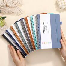 A6 Alphabetical Index Password Notebook 1pc Minimalist Style With Glossy Finish, Customizable Perforated Pages, Plain Ruling For Business And School,School Supplies,Back To School - Multicolor - View 8