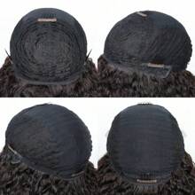 Afro Kinky Curly Human Hair Wig With Bangs Full Machine Made Scalp Top Wig Glueless Virgin Brazilian Afro Curly Wigs For Women 200% Density Natural Color - #1B Black - View 5