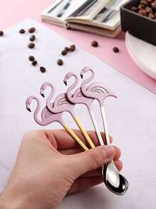 Flamingo Spoons 13cm, Coffee Spoon,Animal Spoon, Stainless Steel Dessert Coffee Stirring Spoon, Teaspoon,Milk Dessert Spoon, Coffee Stirring Spoon, Dessert Spoon, Kitchen Supplies,Cute Creative Long-Handled Juice Coffee Spoon Tableware, Kitchen Accessories