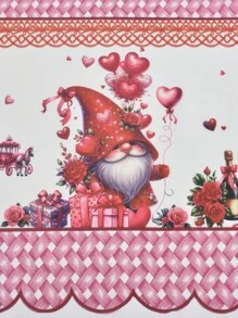 1 JUEGO (3 piezas/Juego) Cortinas con diseño de corazones rosas impresos digitalmente hechas de fibra de acetato y hilo de bambú, adecuadas para la cocina, sala de estar, dormitorio y otras decoraciones del hogar
