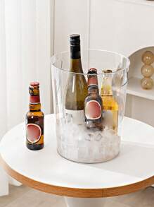 1pc High Aesthetics Transparent Handle Waste Bin, Decorative Dustbin, Desk/Dorm/Office/Kitchen Garbage Can, Without Lid