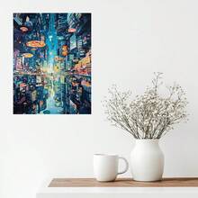 1psc(New York City Abstract Style)Framed Canvas Wall Art Decor, Framed Wall Art For Living Room, Bedroom Bathroom Office Decor, Wall Decor Gifts For Friends Or Family - Black - View 4